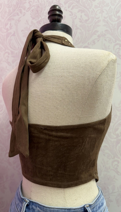 Boho Babe - Suede Halter Vest