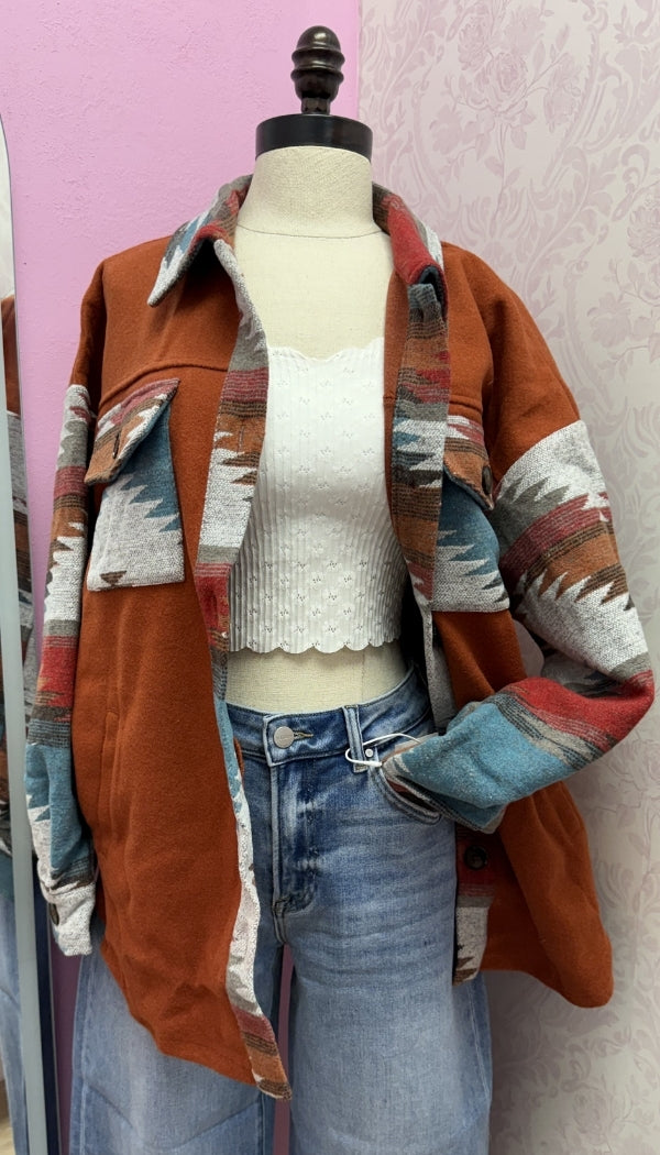 Rustic Ridge - Aztec Print Shacket