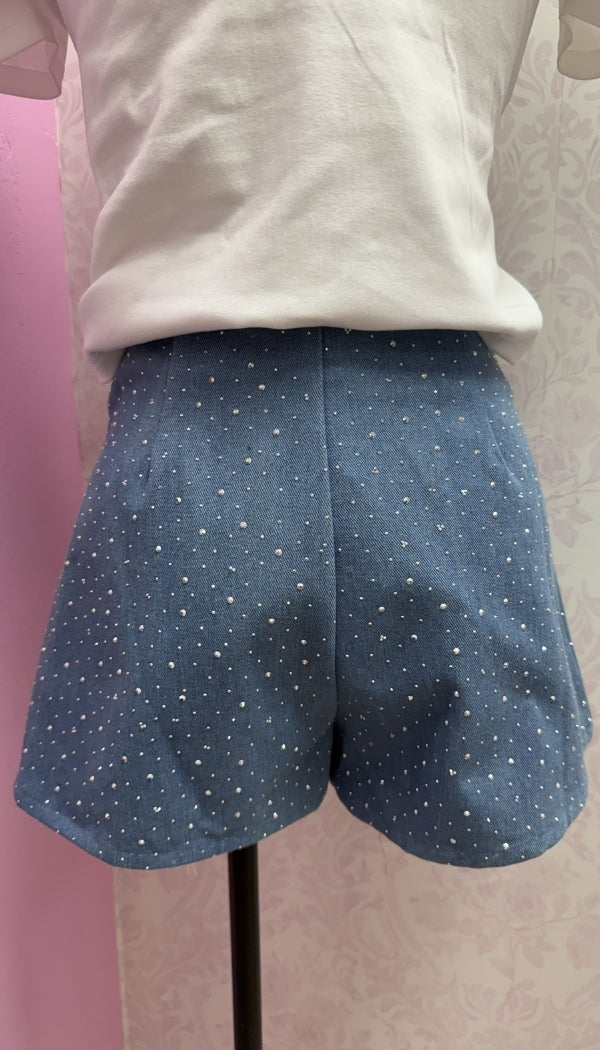 Bedazzle & Pop - Denim Skort w/Rhinestones
