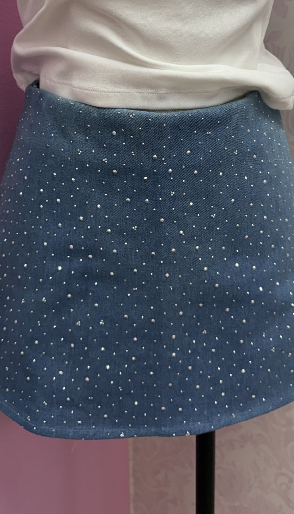 Bedazzle & Pop - Denim Skort w/Rhinestones