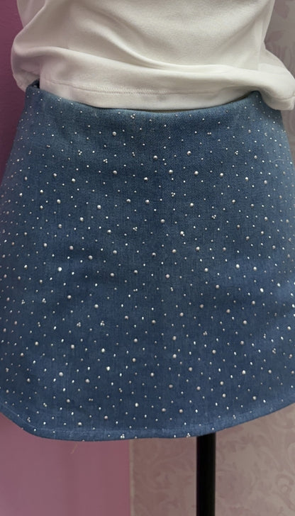 Bedazzle & Pop - Denim Skort w/Rhinestones
