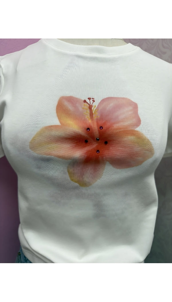 Hibiscus Pink - Crewneck Baby Tee