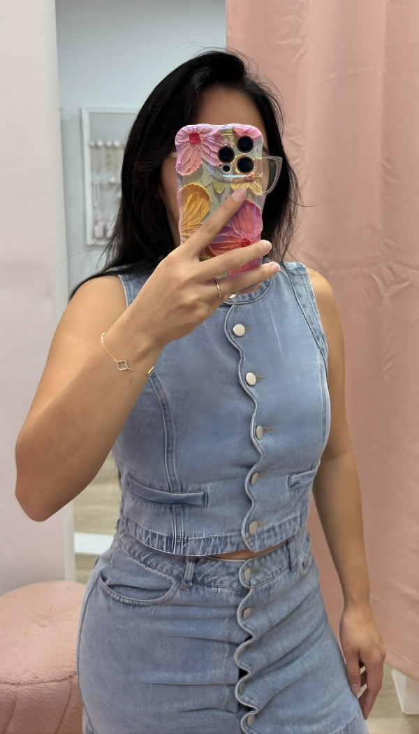 Scalloped - Denim Skirt