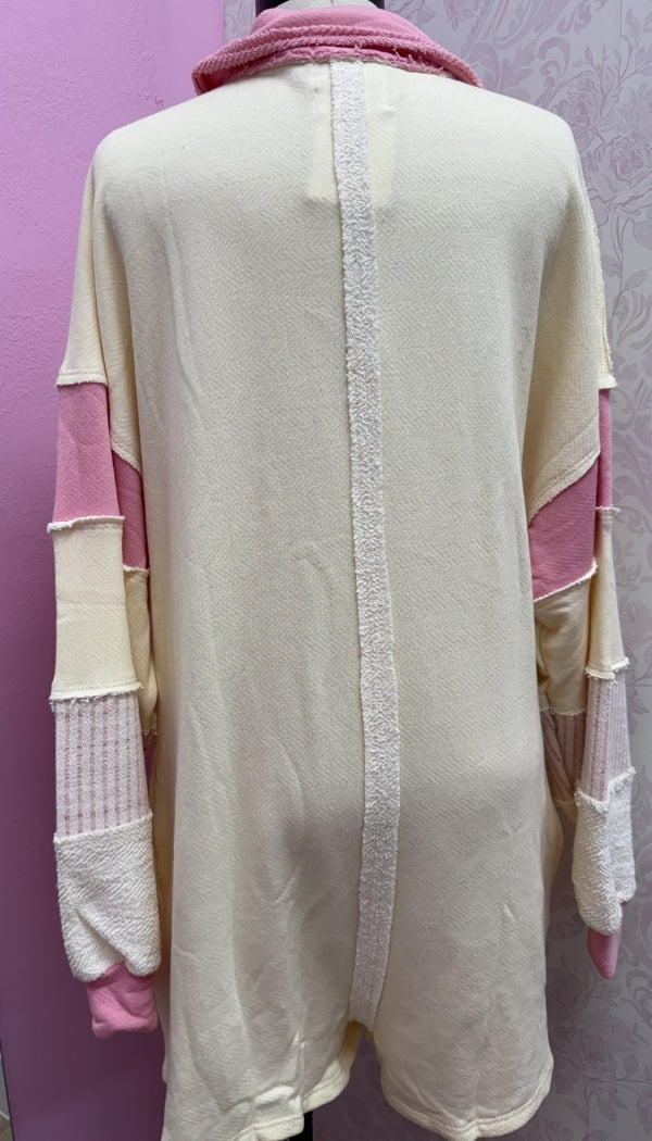 French Terry Color-Block Collared Loose Fit Romper