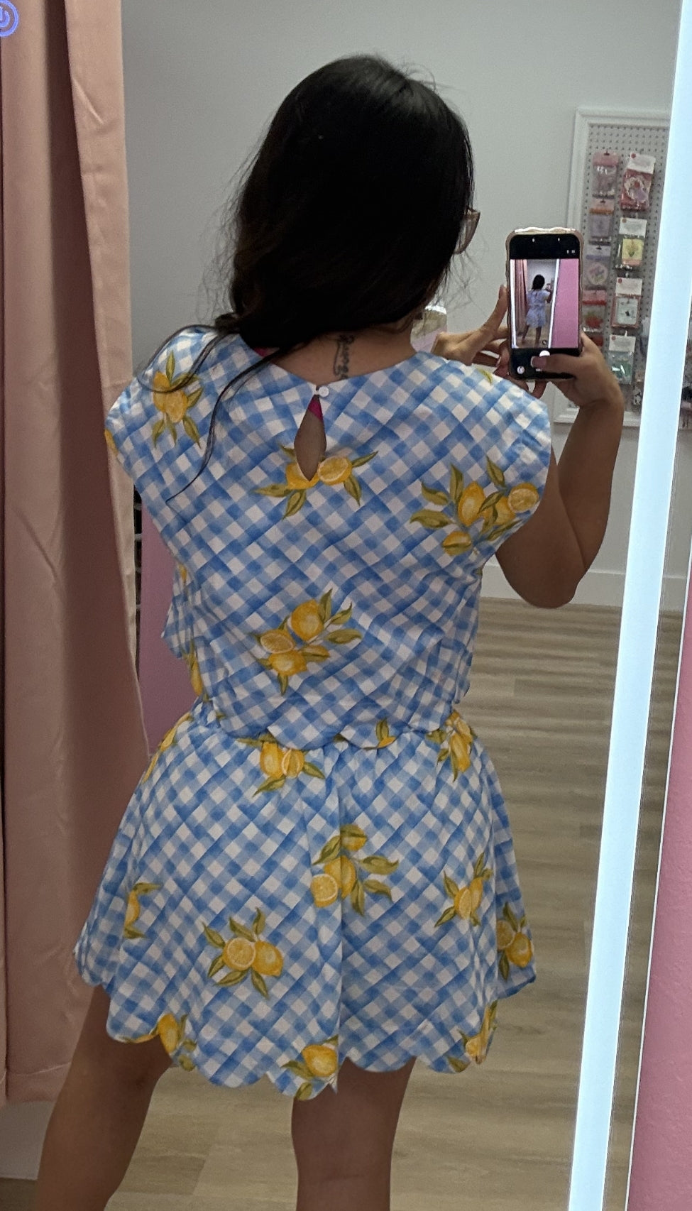 Give Me Lemons - Blue Gingham Skort Set