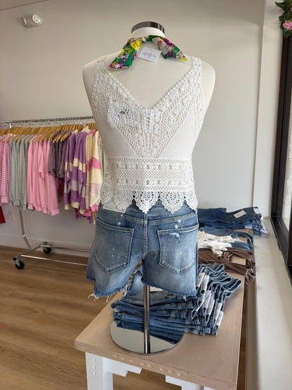 Coastal Cutie - Crochet Lace Tank