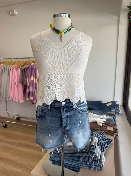 Coastal Cutie - Crochet Lace Tank