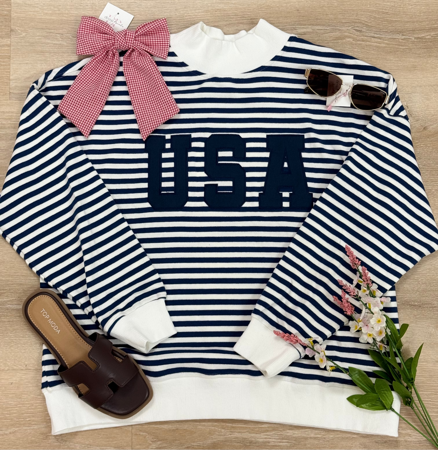 Stripe USA Mockneck