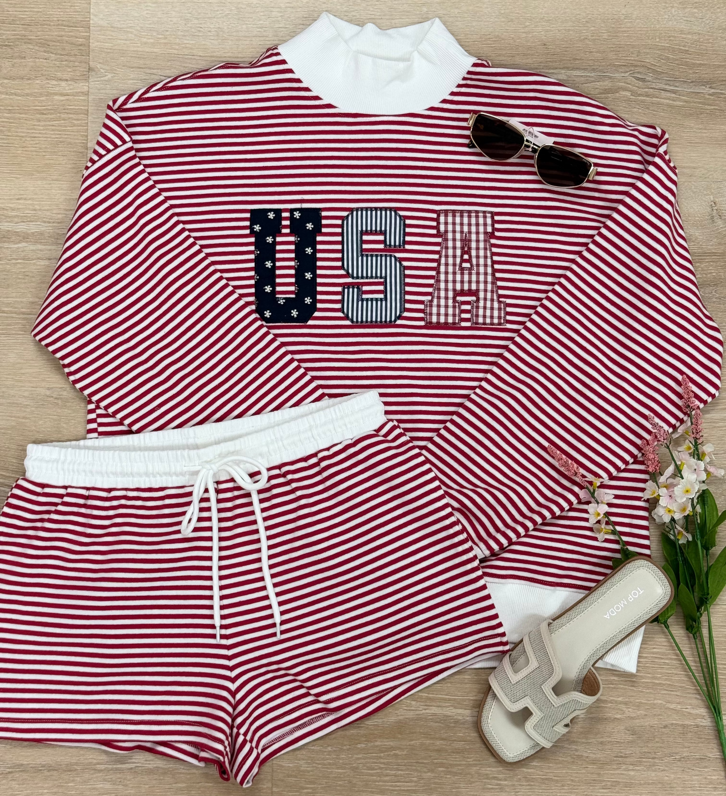Stripe USA Mockneck
