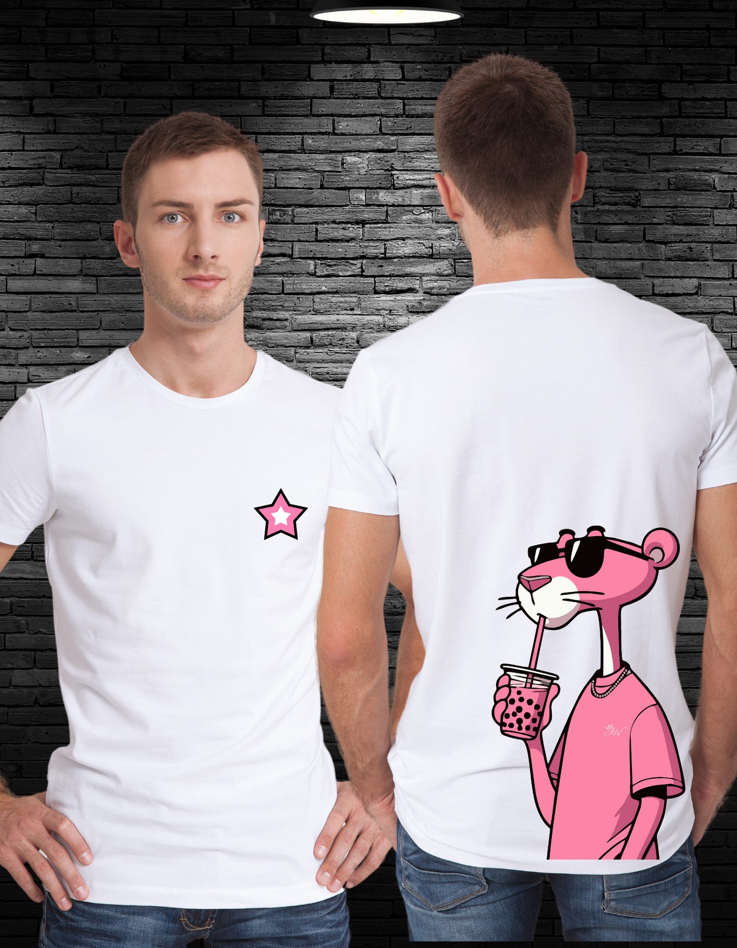 Cool pink cat - Graphic t-shirt