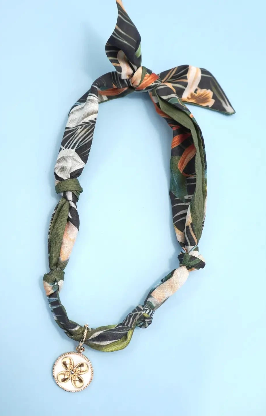 Army Green Scarf Charm Necklace
