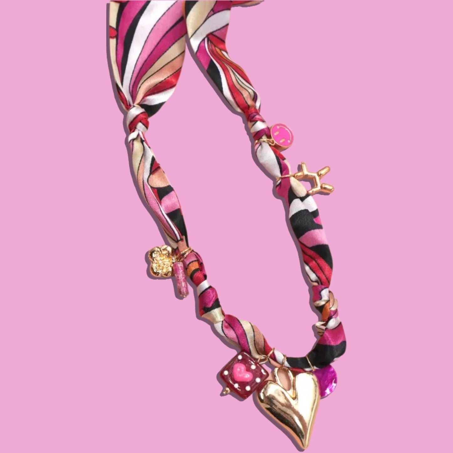 Fuchsia Scarf Charm Necklace