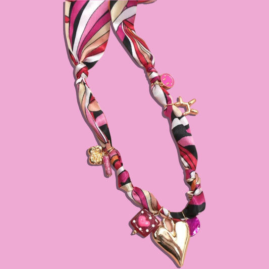 Fuchsia Scarf Charm Necklace