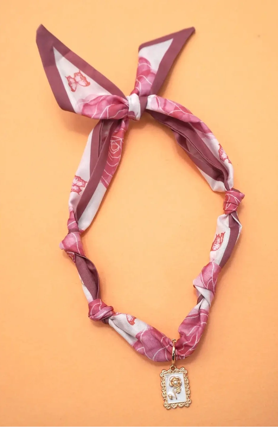 Rose Petal Scarf Charm Necklace