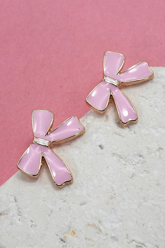 Charming Pink Bow Earrings