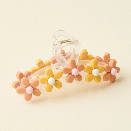 Peachy Flowers - Claw Clip